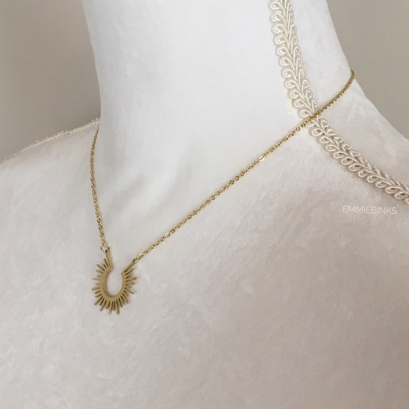 New Anthro Rays of Sunshine Sun Burst Boho Pendant Necklace ~ Golden Rays Silver - Picture 9 of 16